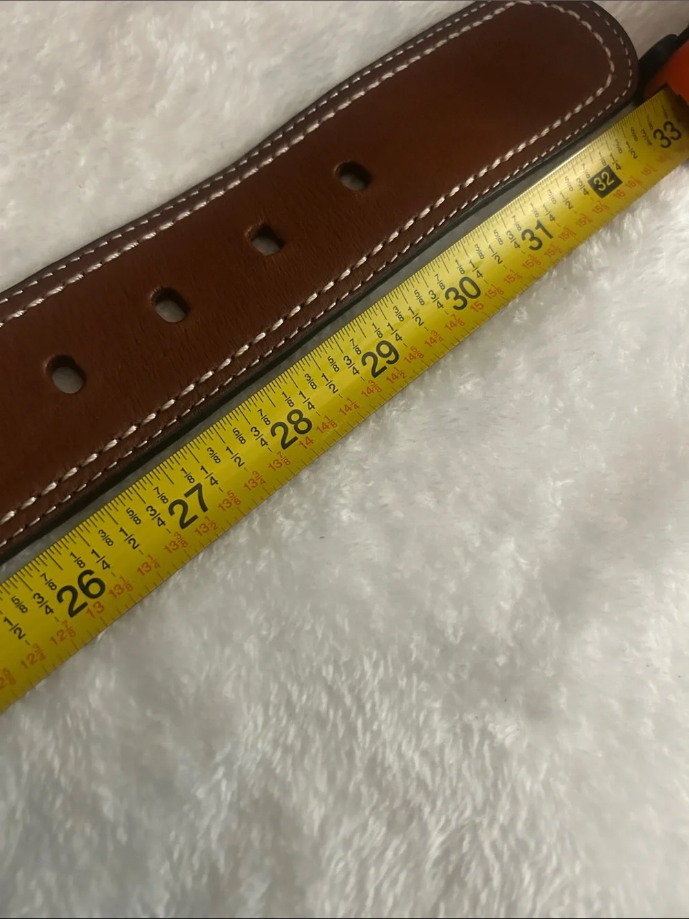 Fossil Women’s  Beige Woven Elastic Belt with Brown Leather Trim